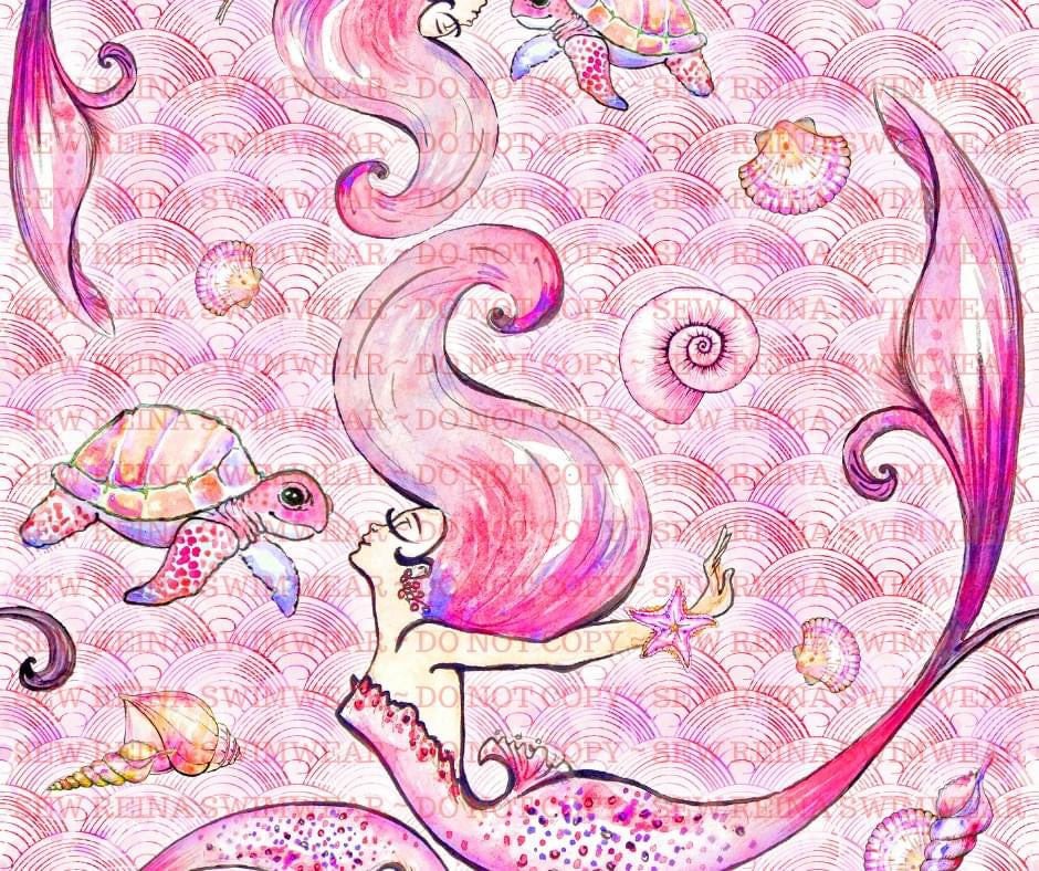 Mermaid Dreams Watercolor Fabric
