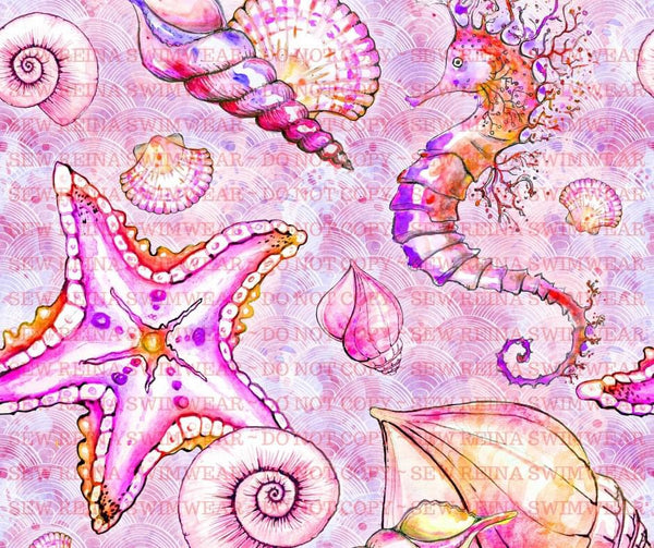 Mermaid Friends Watercolor Fabric
