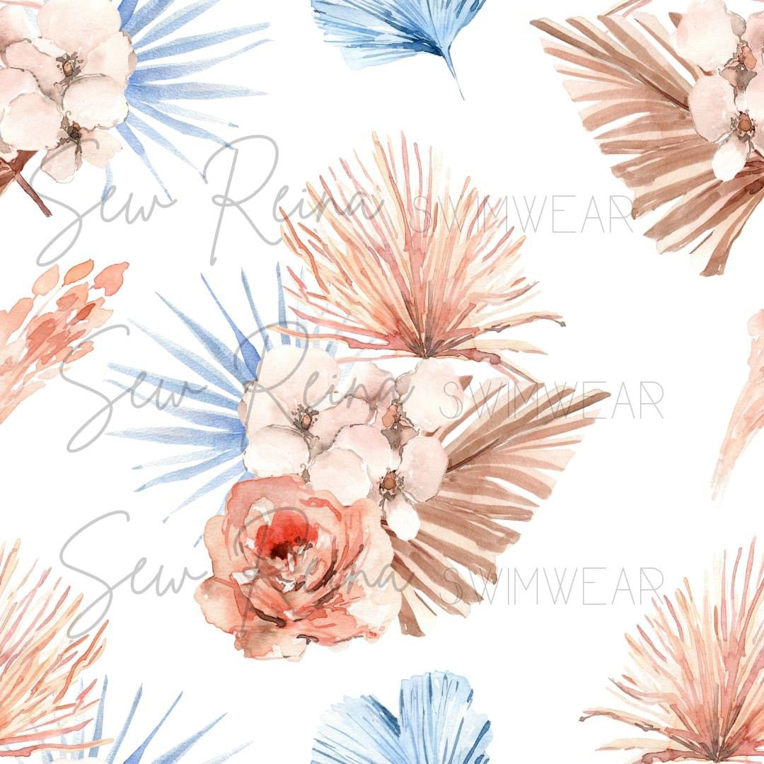 Floral on White Fabric