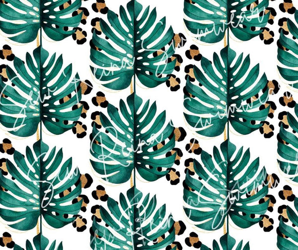 Leopard Tropical Leaves Fabric