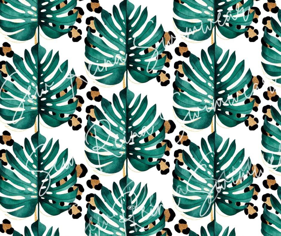 Leopard Tropical Leaves Fabric